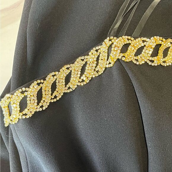 XSCAPE | 4685X Strapless Embellished Slit Evening Dress Black 14 - Picture 8 of 12